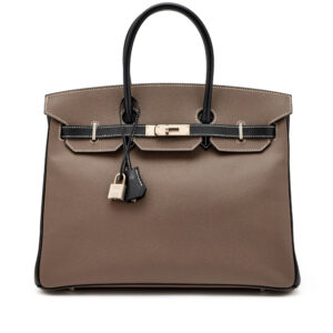 Bi-Color Etain and Black Epsom HSS Birkin 35 Brushed Palladium Hardware