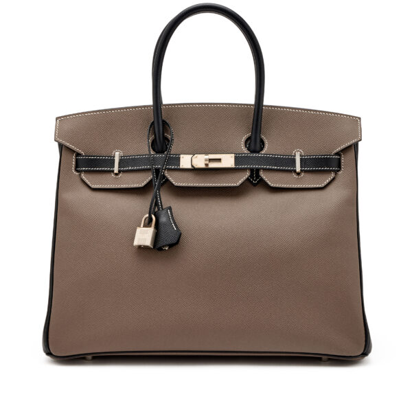 Bi-Color Etain and Black Epsom HSS Birkin 35 Brushed Palladium Hardware