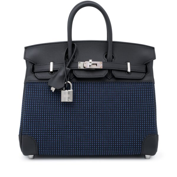 Black Swift and Bleu Egee Bivouac Toile Birkin 25 Palladium Hardware, 2024
