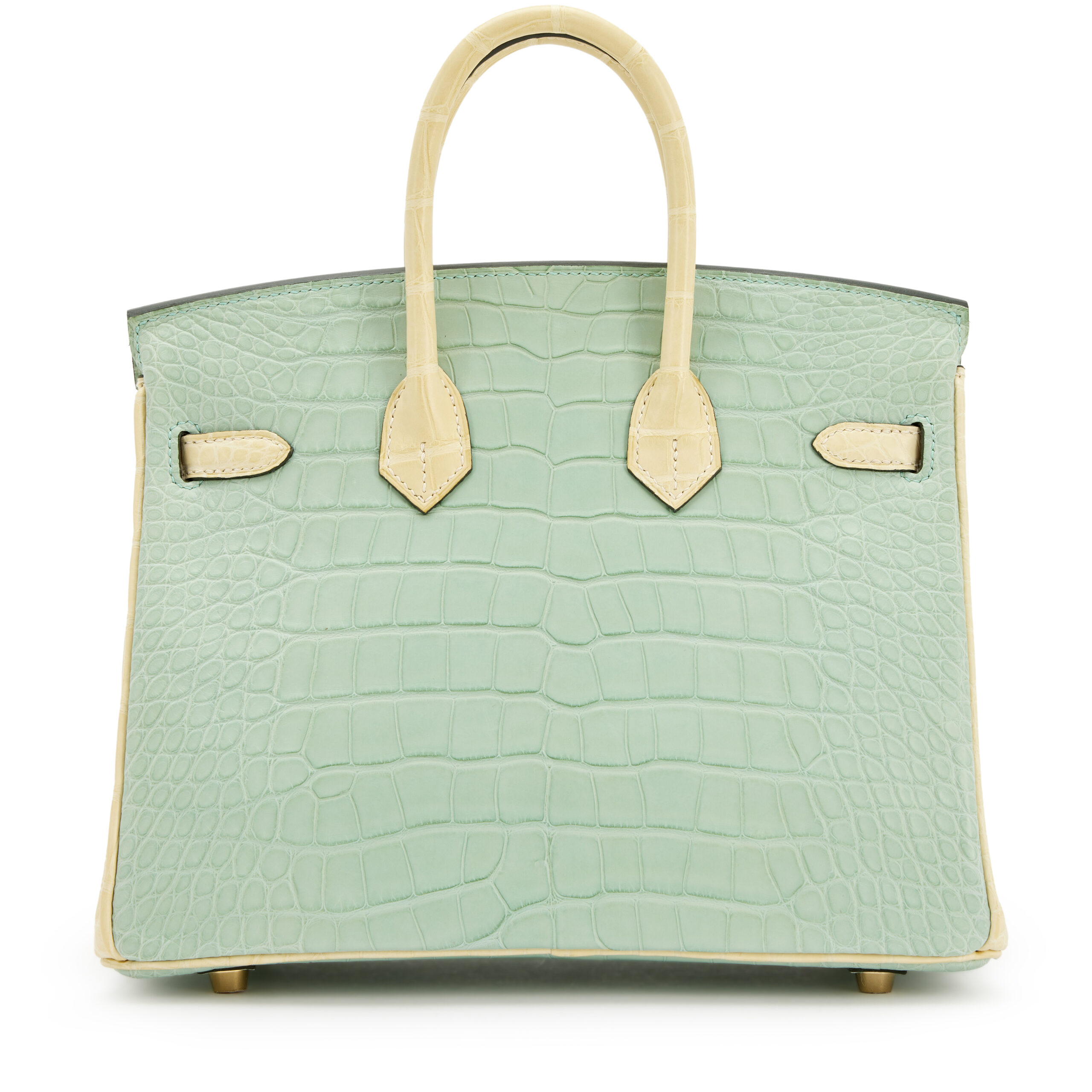 Vert-D'eau and Vanille Matte Alligator HSS Birkin 25 Brushed Gold Hardware - Image 2
