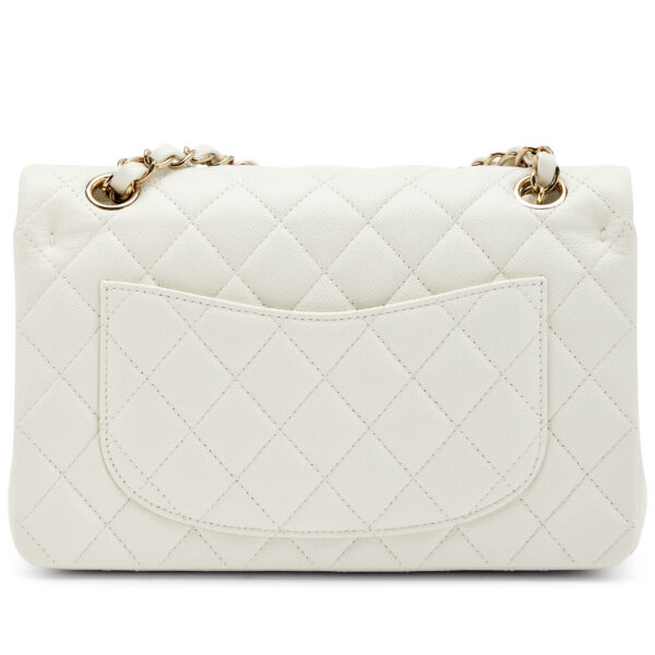 Cream White Quilted Caviar Small Classic Double Flap Bag Gold Hardware, 2024 - Image 2