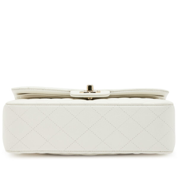 Cream White Quilted Caviar Small Classic Double Flap Bag Gold Hardware, 2024 - Image 3