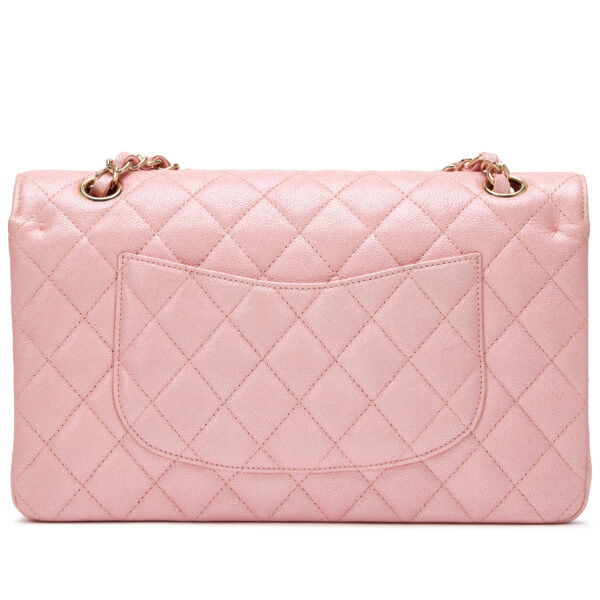 Iridescent Pink Quilted Caviar Medium Classic Double Flap Bag Light Gold Hardware - Image 2