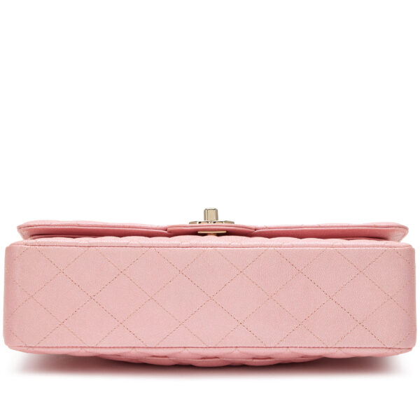 Iridescent Pink Quilted Caviar Medium Classic Double Flap Bag Light Gold Hardware - Image 3