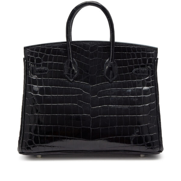 Black Shiny Niloticus Crocodile Birkin 25 Palladium Hardware, 2019 - Image 2