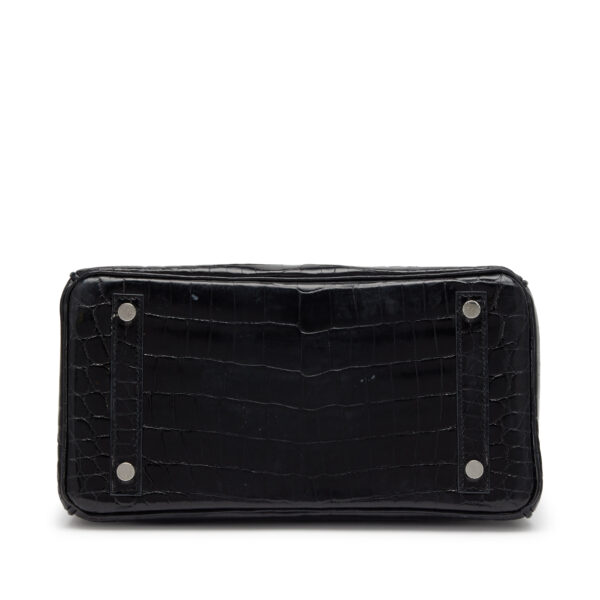 Black Shiny Niloticus Crocodile Birkin 25 Palladium Hardware, 2019 - Image 3